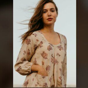 REBECCA TAYLOR Long Sleeve Silk Chiffon Lavender Floral Blouse 6 MSRP $375